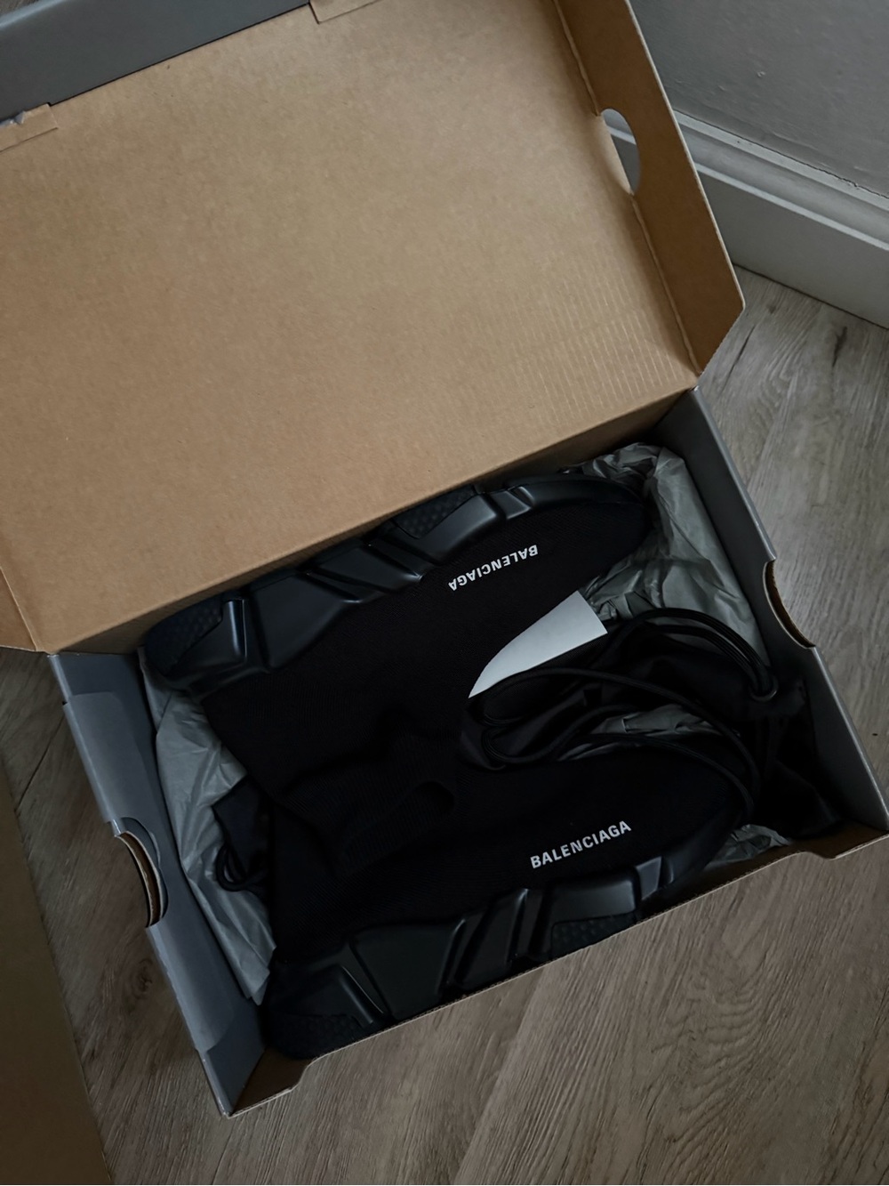 Balenciaga Men's Black Sock-Style Lace-Up Sneakers